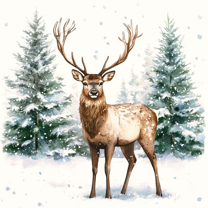 Winter Deer 100% Cotton Fabric Panel Block DD188