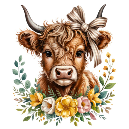 Highland Cow 100% Cotton Fabric Panel Block DD192