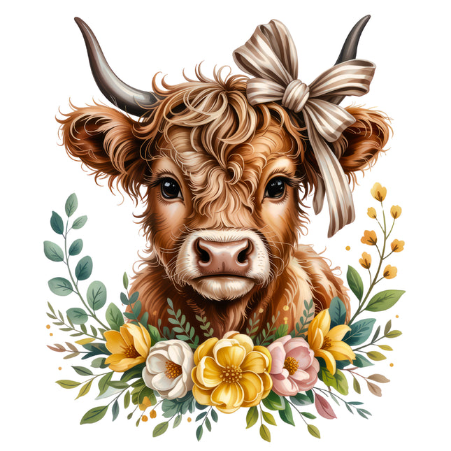 Highland Cow 100% Cotton Fabric Panel Block DD192