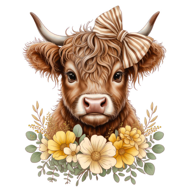 Highland Cow 100% Cotton Fabric Panel Block DD194