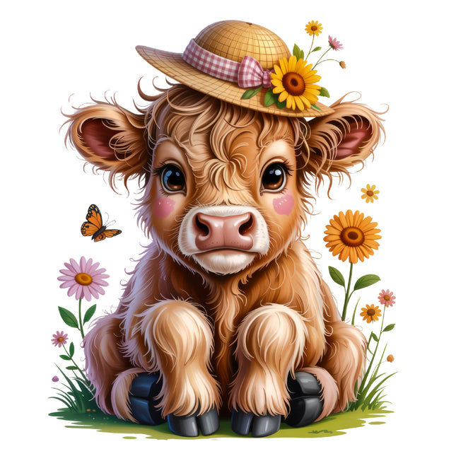 Highland Cow 100% Cotton Fabric Panel Block DD197
