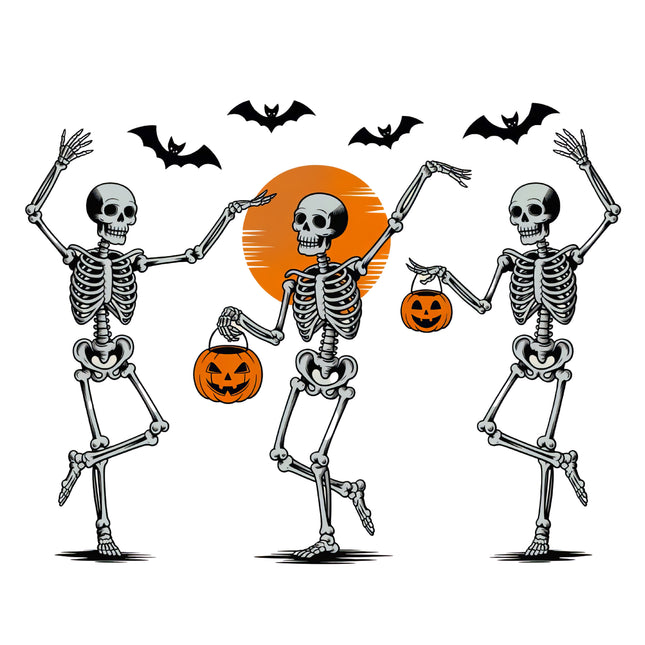 Halloween Skeletons 100% Cotton Fabric Panel Block DD206