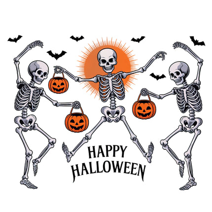 Halloween Skeletons 100% Cotton Fabric Panel Block DD208