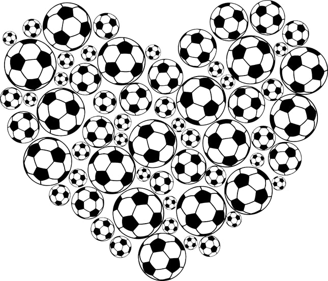 Soccer Ball Heart 100% Cotton Fabric Panel Block DD210