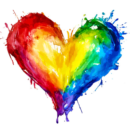 Rainbow Heart 100% Cotton Fabric Panel Block DD235