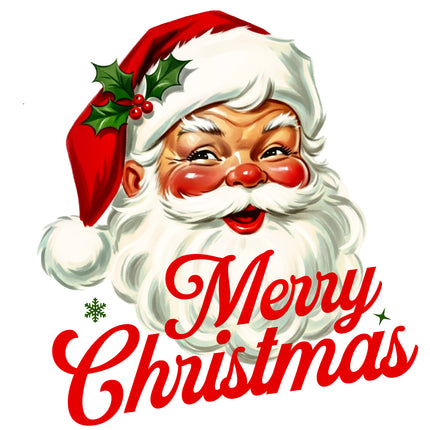 Santa Merry Christmas 100% Cotton Fabric Panel Block DD2356