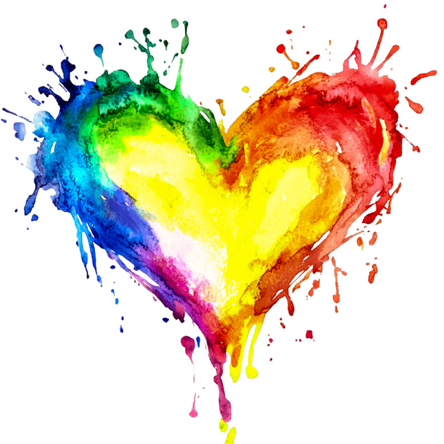 Rainbow Heart 100% Cotton Fabric Panel Block DD236