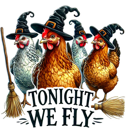 Tonight we Fly Halloween Chickens 100% Cotton Fabric Panel Block DD3000