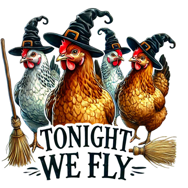 Tonight we Fly Halloween Chickens 100% Cotton Fabric Panel Block DD3000