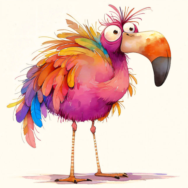 cartoon flamingo fabric panel