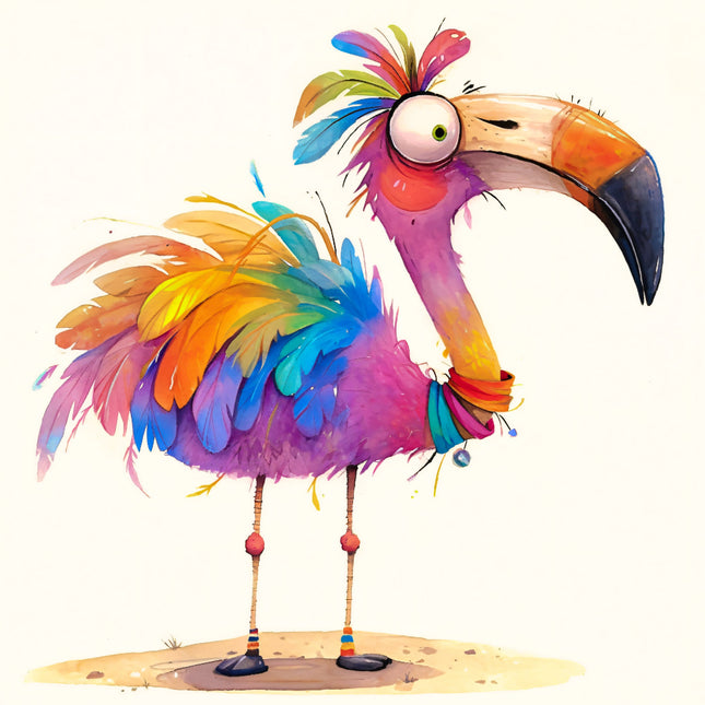 Colorful flamingo fabric panel