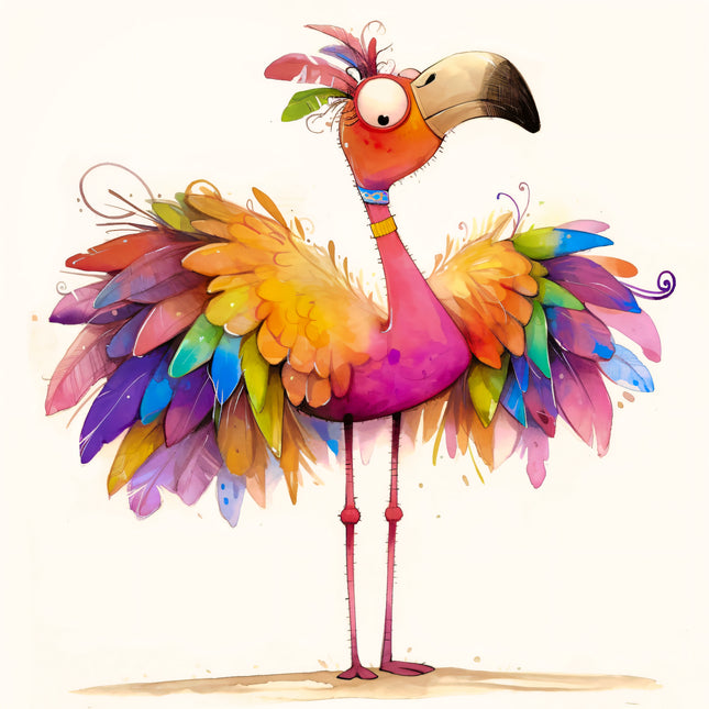 Quirky Humor Flamingo 100% Cotton Fabric Panel Block DD341