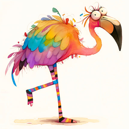 Quirky Humor Flamingo 100% Cotton Fabric Panel Block DD342