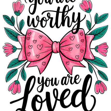 You Are Worthy / Loved 100% Cotton Fabric Panel Block DD3501