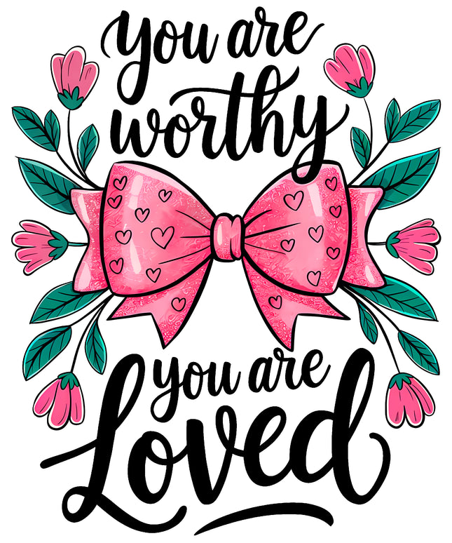 You Are Worthy / Loved 100% Cotton Fabric Panel Block DD3501