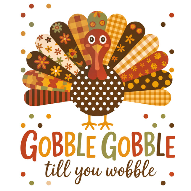 Thanksgiving Turkey Gobble 100% Cotton Fabric Panel Block DD3511
