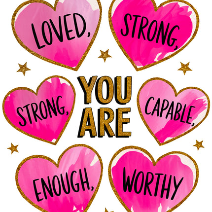 Inspirational Valentine You Are Strong 100% Cotton Fabric Panel Block DD3512