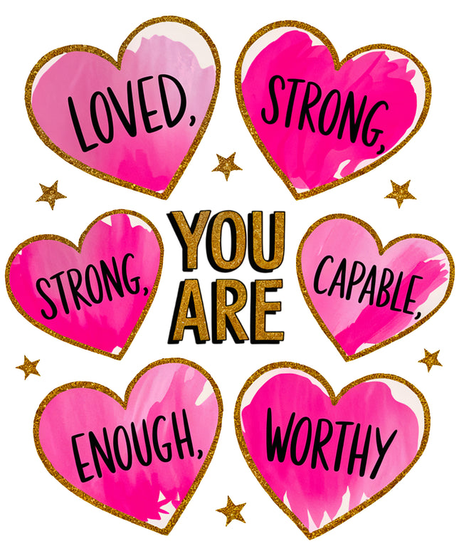 Inspirational Valentine You Are Strong 100% Cotton Fabric Panel Block DD3512