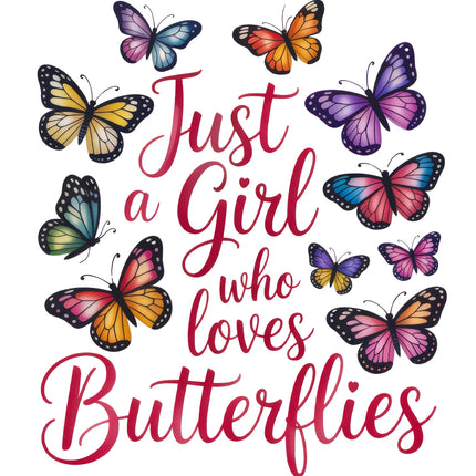 Just A Girl Who Loves Butterflies 100% Cotton Fabric Panel Block DD4044