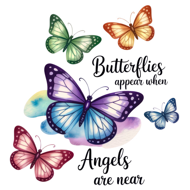 Butterflies Appear When Angels Are Near 100% Cotton Fabric Panel Block DD4050