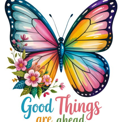 Good Things Are Ahead Butterfly 100% Cotton Fabric Panel Block DD4057