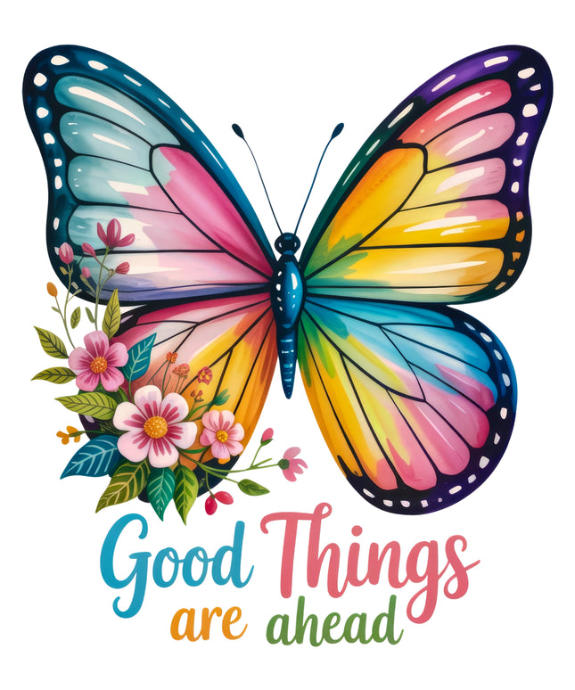 Good Things Are Ahead Butterfly 100% Cotton Fabric Panel Block DD4057