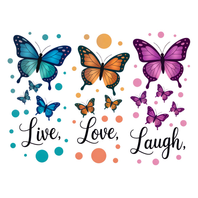 Live Love Laugh Butterfly 100% Cotton Fabric Panel Block DD4062