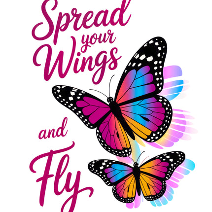 Spread Your Wings and Fly Butterfly 100% Cotton Fabric Panel Block DD4063