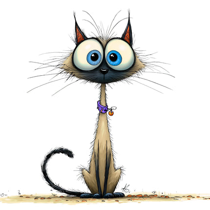 Quirky Cat 100% Cotton Fabric Panel Block DD4220