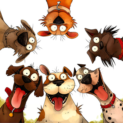 Quirky Humor Dogs 100% Cotton Fabric Panel Block DD4430