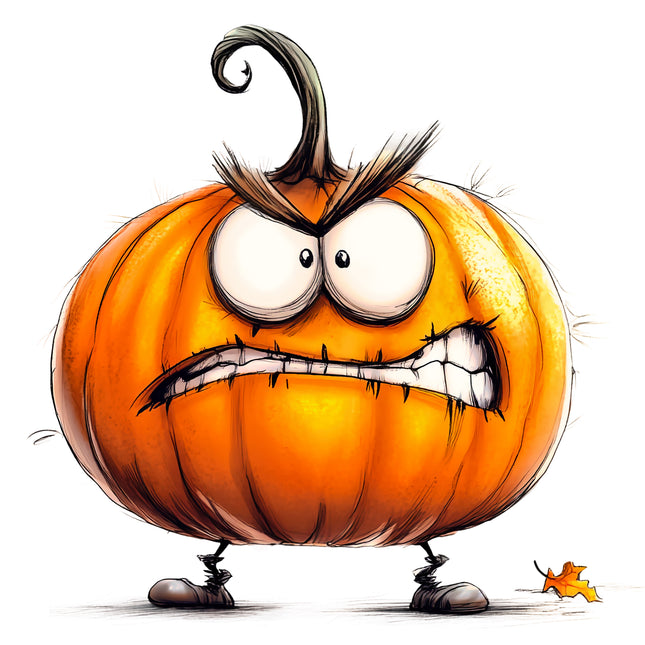 Quirky Humor Pumpkin 100% Cotton Fabric Panel Block DD4520