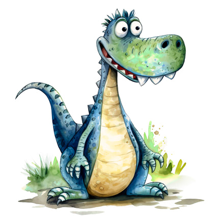 Quirky Humor Dinosaur 100% Cotton Fabric Panel Block DD4640