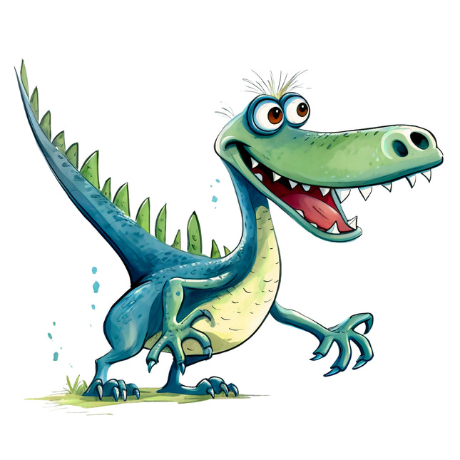 Quirky Humor Dinosaur 100% Cotton Fabric Panel Block DD4720