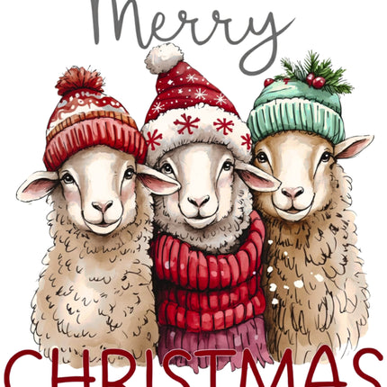 Merry Christmas Sheep 100% Cotton Fabric Panel Block DD5900
