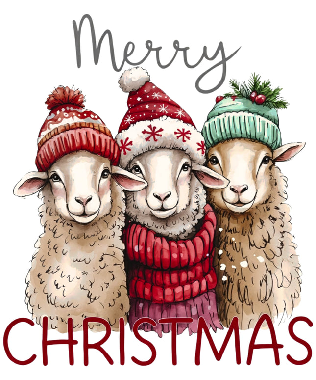 Merry Christmas Sheep 100% Cotton Fabric Panel Block DD5900
