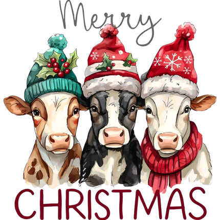 Merry Christmas Cows 100% Cotton Fabric Panel Block DD5901