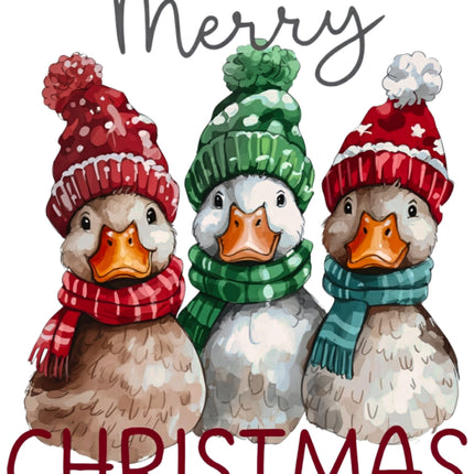 Merry Christmas Ducks 100% Cotton Fabric Panel Block DD5904