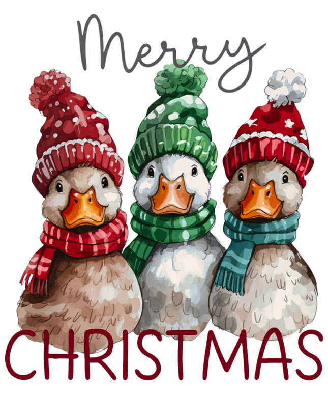 Merry Christmas Ducks 100% Cotton Fabric Panel Block DD5904