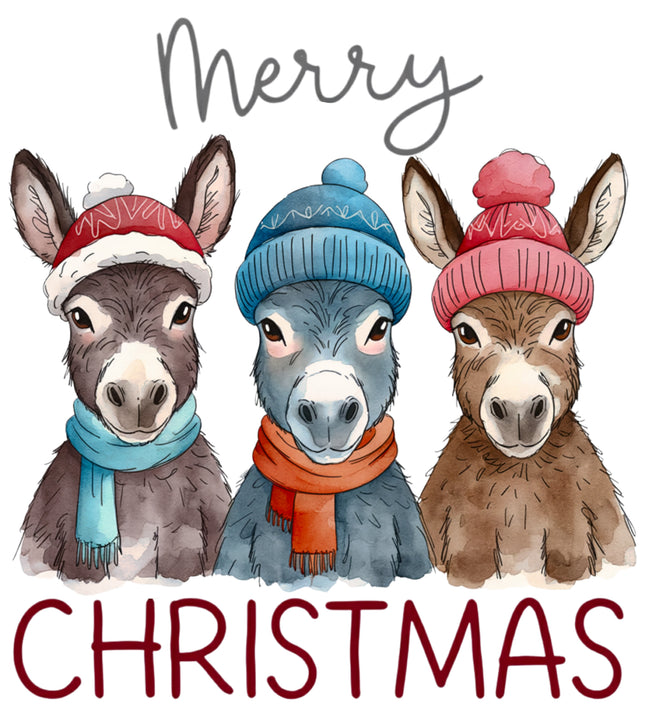 Merry Christmas Donkeys 100% Cotton Fabric Panel Block DD5910