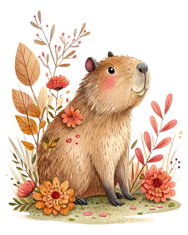 Capybara 100% Cotton Fabric Panel Block DD617