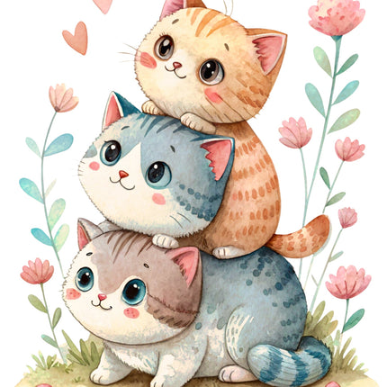 Cats 100% Cotton Fabric Panel Block DD625