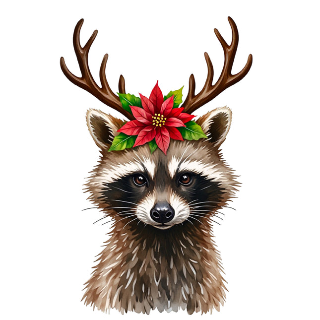 Christmas Raccoon 100% Cotton Fabric Panel Block DD641