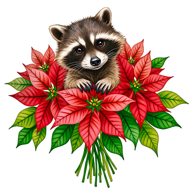 Christmas Raccoon 100% Cotton Fabric Panel Block DD644