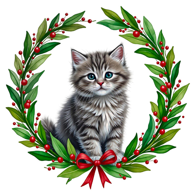 Christmas Cat 100% Cotton Fabric Panel Block DD653