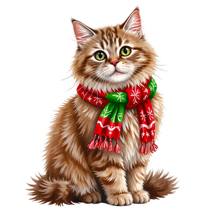 Christmas Cat 100% Cotton Fabric Panel Block DD657