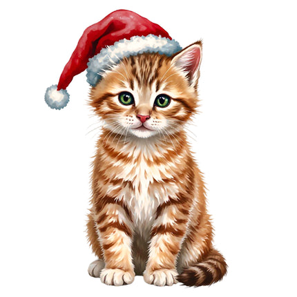 Christmas Cat 100% Cotton Fabric Panel Block DD667