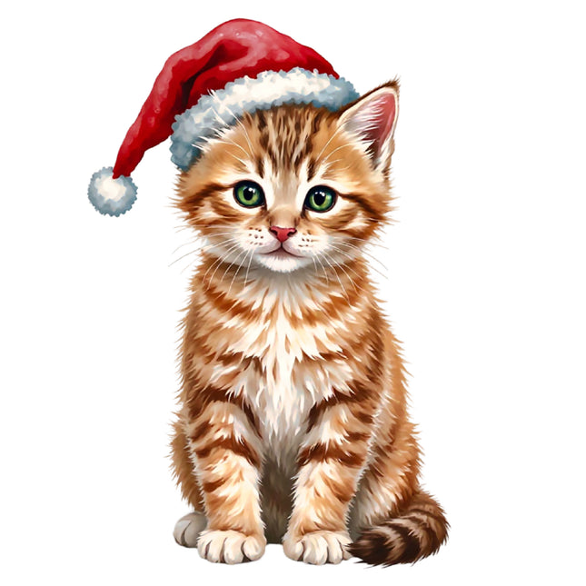 Christmas Cat 100% Cotton Fabric Panel Block DD667