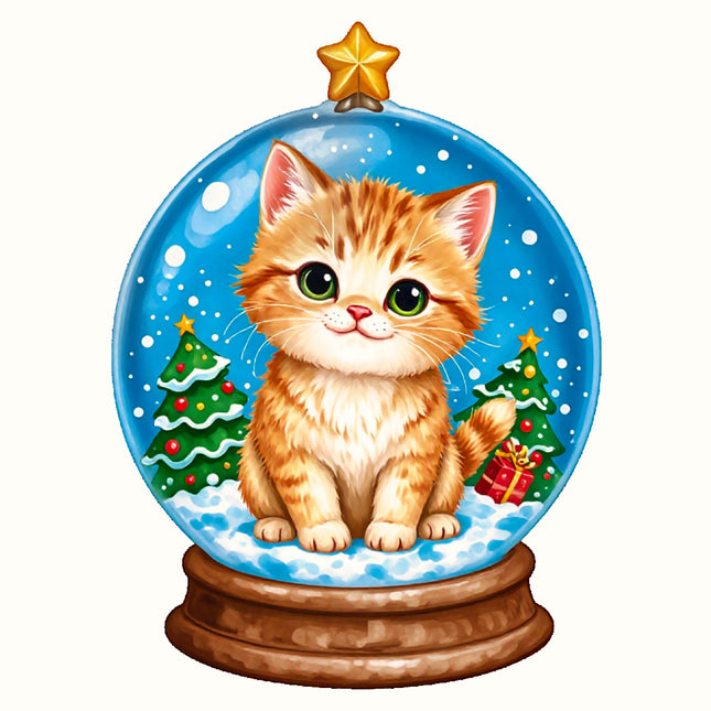 Christmas Cat 100% Cotton Fabric Panel Block DD670