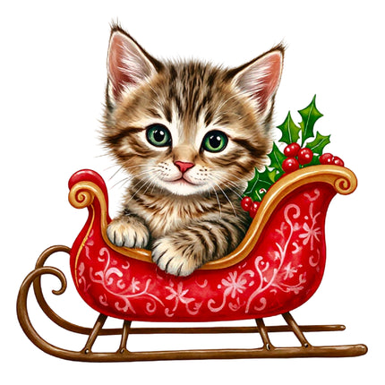 Christmas Cat 100% Cotton Fabric Panel Block DD671