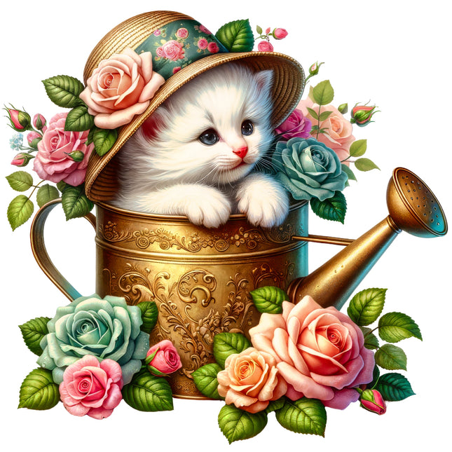 White kitten fabric panel